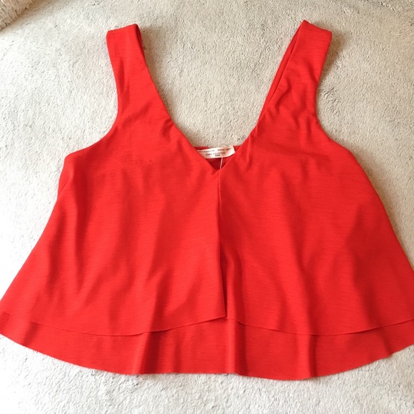 Zara Tops Red Zara Flowy Layered Crop Top Poshmark